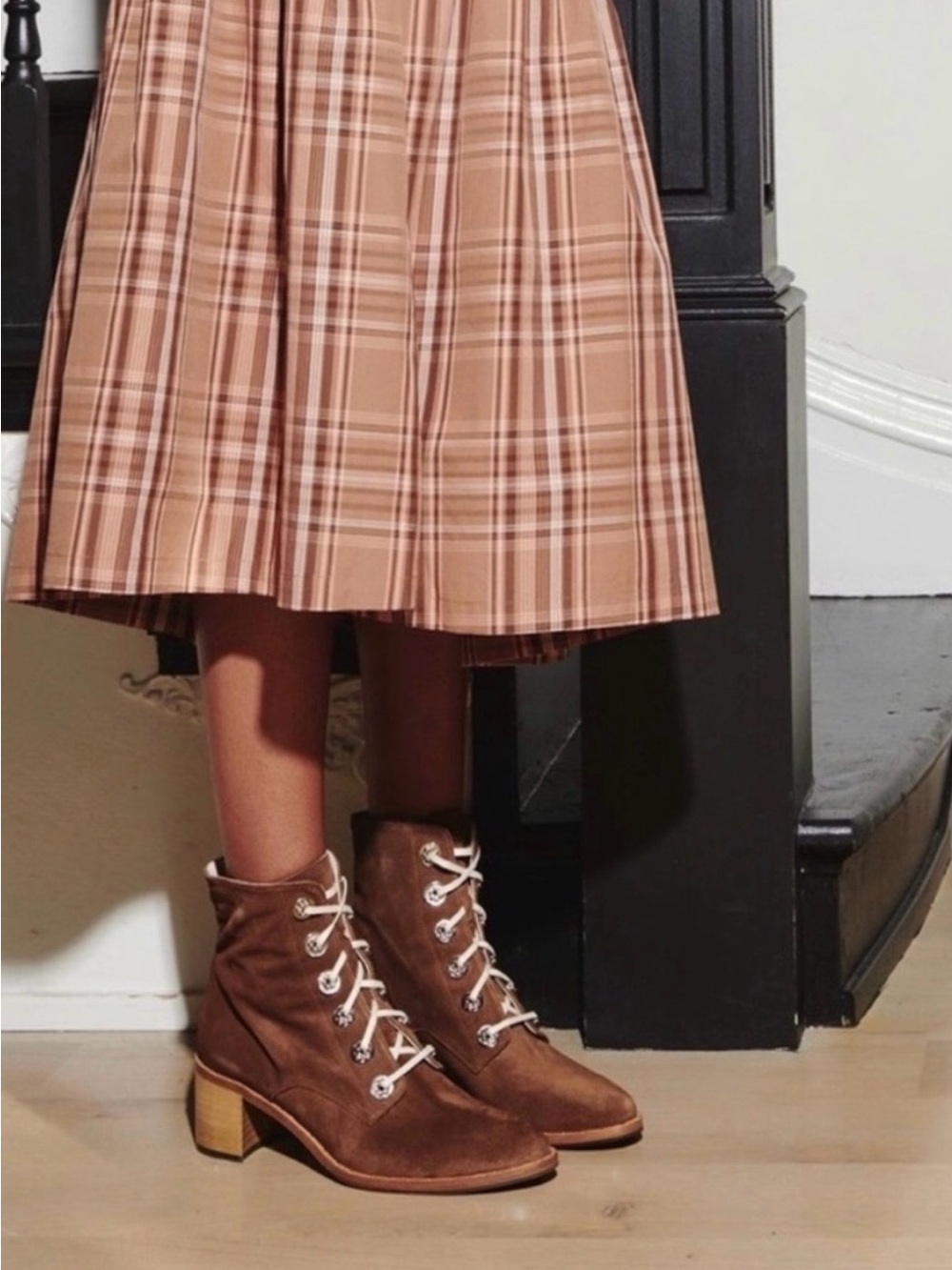Freda Salvador Brown Suede Lace-Up Ankle Boots